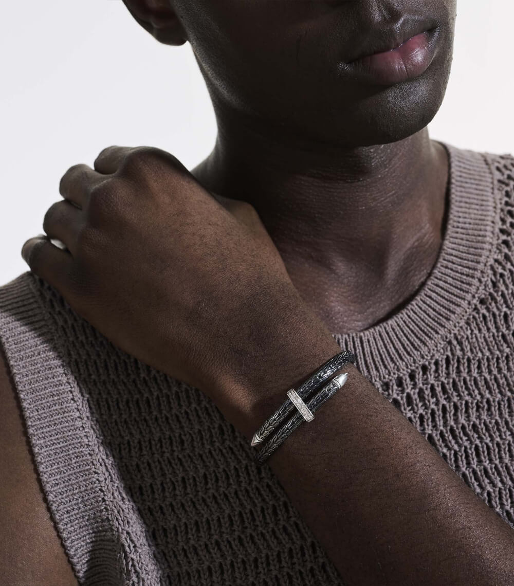Spear Flex Cuff, Dark Silver, Diamonds - Image 2
